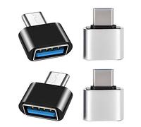 iJiGui USB-C to USB-A 4 Pack OTG Adapters - Compatible with MacBook Pro 2021, MacBook Air 2020, Samsung Galaxy (Black + Silver)