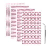 iJiZuo 1792Pcs Gem Stickers with Pick Up Tweezer, 4 Sheets Self Adhesive Bling Rhinestone Stickers, for DIY Nail Crafts Jewel Clothes Makeup (3mm/4mm/5mm/6mm)-Pink