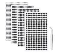 iJiZuo 1792Pcs Gem Stickers with Pick Up Tweezer, 4 Sheets Self Adhesive Bling Rhinestone Stickers, for DIY Nail Crafts Jewel Clothes Makeup (3mm/4mm/5mm/6mm)-Black