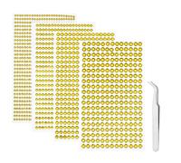 iJiZuo 1792Pcs Gem Stickers with Pick Up Tweezer, 4 Sheets Self Adhesive Bling Rhinestone Stickers, for DIY Nail Crafts Jewel Clothes Makeup (3mm/4mm/5mm/6mm)-Light Yellow