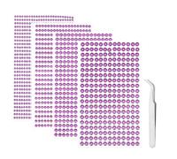 iJiZuo 1792Pcs Gem Stickers with Pick Up Tweezer, 4 Sheets Self Adhesive Bling Rhinestone Stickers, for DIY Nail Crafts Jewel Clothes Makeup (3mm/4mm/5mm/6mm)-Light Purple