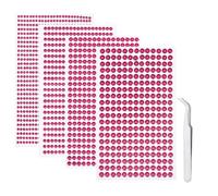 iJiZuo 1792Pcs Gem Stickers with Pick Up Tweezer, 4 Sheets Self Adhesive Bling Rhinestone Stickers, for DIY Nail Crafts Jewel Clothes Makeup (3mm/4mm/5mm/6mm)-Rose Red