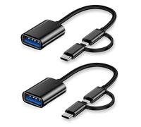 iJiZuo 2-in-1 USB C/Micro Adapter, OTG Cable 2 Pack, Type C to A Male to Female Adapter, Compatible with MacBook 2019 2018 2017, Android Samsung Galaxy and More (black)