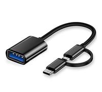 iJiZuo 2-in-1 USB C/Micro Adapter, OTG Cable, Type C to A Male to Female Adapter, Compatible with MacBook 2019 2018 2017, Android Samsung Galaxy and More (black)