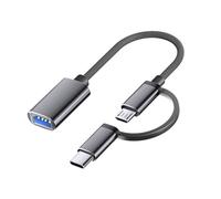 iJiZuo 2-in-1 USB C/Micro to USB Adapter, OTG Adapter Cable, USB C to A Male to Female Adapter, Compatible with MacBook 2019 2018 2017, Android Samsung Galaxy and More (grey)