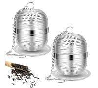 iJiZuo 2 Pack Tea Infuser for Loose Tea, Stainless Steel Tea Infuser Mesh Tea and Herb Ball Strainer, Tea Ball Strainers Infuser with Drip Trays, for Loose Leaf Tea, Herbal Tea, Mugs Teapots Spice