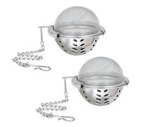 iJiZuo 2 Pack Tea Strainer Infuser Ball, with Extended Chain Hook, for Loose Leaf Tea, Herbal Tea, Mugs Teapots Spice(Diameter 3.2cm-4cm)
