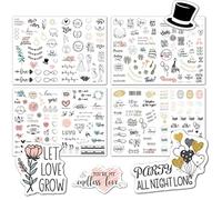 iJiZuo 230 Vintage Pastel Wedding Stickers, 4 Sheets Self-Adhesive, Waterproof, Matte, Paper, Rectangular, Outdoor, Quote, Sticker Sheet