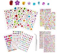 iJiZuo 3500pcs Gem Stickers with Pick Up Tweezer, 10 Sheets Stick on Gems Jewel Stickers Self-Adhesive Rhinestone, for DIY Nail Crafts Jewel Clothes Makeup
