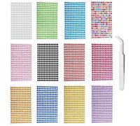 iJiZuo 4140Pcs Gem Stickers with Pick Up Tweezer, 12 Sheets Self Adhesive Bling Rhinestone Stickers, for DIY Nail Crafts Clothes Makeup (5mm)-Colorful
