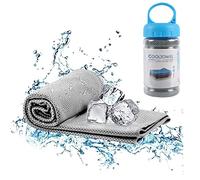 iJiZuo Cooling Towel, Ice Cold Sports Sweat Towel, 100 x 30 cm Double Sided Soft Polyester Designed for More Sensitive Skin, for Yoga, Golf, Gym, Camping, Running, Workout (Light Grey)