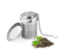 iJiZuo Stainless Steel Tea Infuser, Tea Infuser for Loose Tea, with Drip Trays and Lid, Extra Fine Mesh Tea Infuser, for Loose Leaf Tea, Herbal Tea, Mugs Teapots Spice(Diameter 3.8cm)