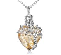 Ijksbehjf Stainless Steel Ashes Necklace Featuring Entangled, Lemon yellow