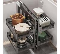 IJNBHU 2-Tier Blind Corner Cabinet Pull Out Organizer, Pull Out Cabinet Organizer, Extendable Cupboard Organiser Shelf for Home Kitchen Restaurant, Bar, Load capacity 100KG,700