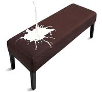 IJNBHU Black Waterproof Dining Bench Cover, Rectangle Bench Seat Covers Soft Stretch Spandex Rectangle Full Coverage Removable Washable Bench Seat Protector Footstool Cover,coffee
