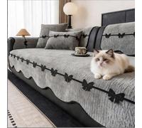 IJNBHU Chenille Natural Sofa Large Throw Blanket For 2 3 Seater -Extra Large Throws for Settees, Luxury Soft Sofa Cover Slipcover Throw Sofa Protector from Dogs,Dark grey,30 * 50cm