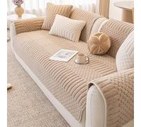 IJNBHU Geometric Jacquard Plush Sofa Couch Covers Farmhouse Neutral Non Slip Sectional Couch Cover Soft Warm Sofa Slipcover for 3 Cushion Couch Protector Slipcover Pet Friendly,Brown,90 * 320cm