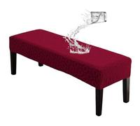 IJNBHU Knitted Jacquard Dining Room Bench Covers, Stretch Bench Slipcover, Soft Spandex Sofa cover, Pouffe Cover Rectangle Soft Slipcover Protector Removable Washable for Living Room,Wine Red