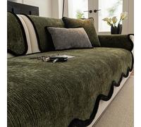 IJNBHU Light Luxury Soft Chenille Sofa Covers,Non-Slip Plush Sofa Cover, Washable Non-Slip Sofa Cushion for All Seasons, Irregular Shape Pet Friendly Furniture Protector,green,70 * 70cm