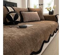 IJNBHU Light Luxury Soft Chenille Sofa Covers,Non-Slip Plush Sofa Cover, Washable Non-Slip Sofa Cushion for All Seasons, Irregular Shape Pet Friendly Furniture Protector,brown,70 * 70cm