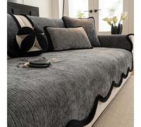 IJNBHU Light Luxury Soft Chenille Sofa Covers,Non-Slip Plush Sofa Cover, Washable Non-Slip Sofa Cushion for All Seasons, Irregular Shape Pet Friendly Furniture Protector,dark gray,70 * 90cm