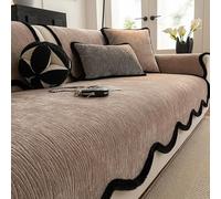 IJNBHU Light Luxury Soft Chenille Sofa Covers,Non-Slip Plush Sofa Cover, Washable Non-Slip Sofa Cushion for All Seasons, Irregular Shape Pet Friendly Furniture Protector,camel,70 * 120cm
