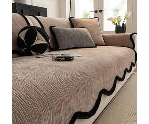 IJNBHU Light Luxury Soft Chenille Sofa Covers,Non-Slip Plush Sofa Cover, Washable Non-Slip Sofa Cushion for All Seasons, Irregular Shape Pet Friendly Furniture Protector,camel,70 * 70cm
