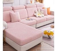 IJNBHU Magic Sofa Covers Soothing Home Sofa Cushion Covers Universal Stretch Slipcovers L Shape, Soft Sofa Seat Couch Chaise,Pink,Large S