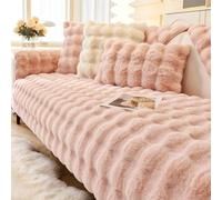 IJNBHU Thick Rabbit Plush Sofa Covers, Non-Slip Sofa Slipcovers, Furniture Protector Sofa Covers L-Shaped Corner Sofa Cover Sofa Protector Machine Washable,cherry pink,110 * 210cm