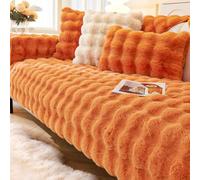 IJNBHU Thick Rabbit Plush Sofa Covers, Non-Slip Sofa Slipcovers, Furniture Protector Sofa Covers L-Shaped Corner Sofa Cover Sofa Protector Machine Washable,warm orange,110 * 180cm