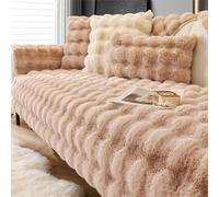 IJNBHU Thick Rabbit Plush Sofa Covers, Non-Slip Sofa Slipcovers, Furniture Protector Sofa Covers L-Shaped Corner Sofa Cover Sofa Protector Machine Washable,milk coffee,110 * 210cm