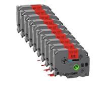 IJOSADON 10 Pack Compatible Label Tape Tze231 Tze221 Tze211 Tze241 Tze251 For Printers In Sizes 6mm 9mm 12mm 18mm 24mm(10PK Black on Red)