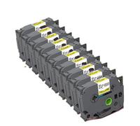 IJOSADON 10PK 12mm Black on Yellow TZ Tape Flexible ID Wire Label Cassette Ribbon Compatible With Various Label Makers