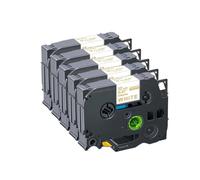 IJOSADON 12mm Satin Ribbon Label Tapes Compatible With Label Maker Models RE34 RN34 RW34 R234 R231 RE31 3/5PK(5PK Gold on White)