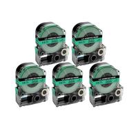 IJOSADON 5 Pack 18mm Label Tapes Compatible With KingJim Label Cassette Models SC18RW SC18BW SC18YW SC18GW For LW-400(5PK Black on Green)