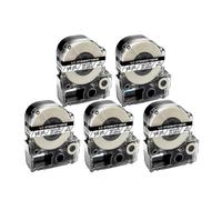 IJOSADON 5 Pack 18mm Label Tapes Compatible With KingJim Label Cassette Models SC18RW SC18BW SC18YW SC18GW For LW-400(5PK Black on Clear)