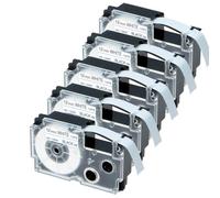 IJOSADON 5 Pack Black On White Standard Labels 12mm X 8m Compatible With AR-12WE KL-60 KL-120 KL-HD1 KL-P350W KL-430 Label Printer