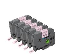 IJOSADON 5PCS 12mm Satin Ribbon Tapes Compatible With TZe-RW34 In Red For PT-P300BT Printer(Black on Pink)