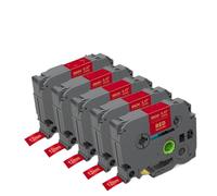 IJOSADON 5pcs TZe Satin Ribbon Label Tape on white TZe-R234 Compatible With CUBE Label Printer(Gold on Red)