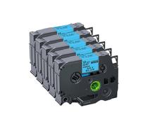 IJOSADON Compatible 12mm Satin Ribbon Tape For Label Printers 5 Or 10pcs For PTH110 Models RE34 RN34 RW34 R234 R231 RE31 R531(5PK BK on Sky Blue)