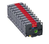 IJOSADON RW34 Satin Ribbon Tapes Pack Of 5 Or 10 12mm Compatible With Label Makers PTH110 RE34 RN34 R234 R231(10PK Gold on Red)