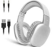 iJoy Ultra Wireless Headphones with Microphone- Rechargeable Over Ear Wireless Bluetooth Headphones with 10Hr Playtime, SD Slot, Backup Wire- Soft Cushion Wireless Headset with Mic (Silver)