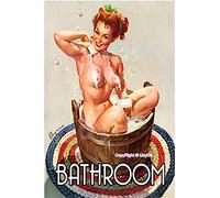 iJoyDo Bathroom Pinup Girl Sign Vintage Metal Tin Sign Retro Metal Poster Art Wall Plaque Garage Home Bar Coffee Shop Decor 8" W x 12" H