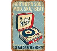 iJoyDo Northern Soul Mod Ska Beat Retro Tin Sign Metal Sign Vintage Plaque Metal Tin Sign Metal Poster Wall Decor for Home Kitchen Garage Bar Pub Gift 12 X 8 Inches