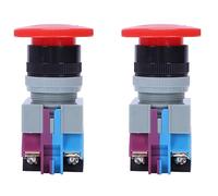 IJSDNVJNDX 2X Ac 600V 10A Red Mushroom Emergency Stop Push Button Switch 22Mm No Nc