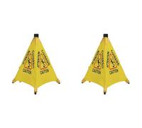 IJSDNVJNDX 2X Caution Wet Floor Sign, Slippery When Wet Pops Up Sign, Wall Mounted Foldable Bilingual Safety Warning Alert Cone