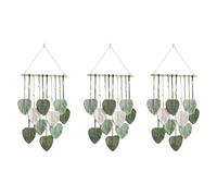 IJSDNVJNDX 3X Leaf Macrame Wall Hanging Boho Room Home Decor Woven Aesthetic Wall Tapestry Home Room Wedding Decoration Green