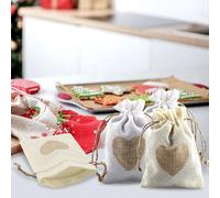 IJSDNVJNDX 48Pcs Burlap Pouches with Drawstring and Heart Pattern Candy Gift Bag Jute Pouch Baptism Bag Wedding for Stuffing Bag