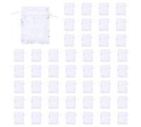 IJSDNVJNDX 500 PCS Organza Wedding Gift Bags Drawstring Jewelry Pouch Bags Silver White Snowflakes Printed Sheer Party Favor Bags
