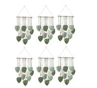 IJSDNVJNDX 6X Leaf Macrame Wall Hanging Boho Room Home Decor Woven Aesthetic Wall Tapestry Home Room Wedding Decoration Green